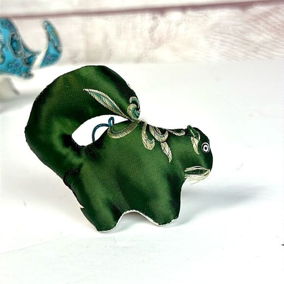 Two Fabric Stuffed Animals Christmas Ornaments - Picture 2 of 11